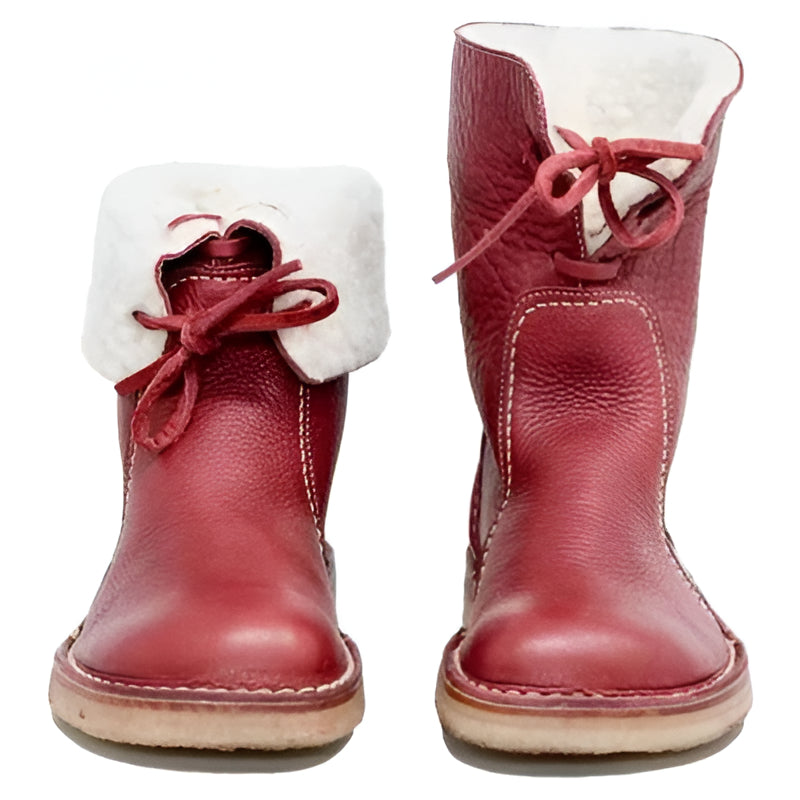 Waterproof Wool Lined Leather Winter Boots Lace Up Vintage Style Boots with Crepe Rubber Sole — photo 5