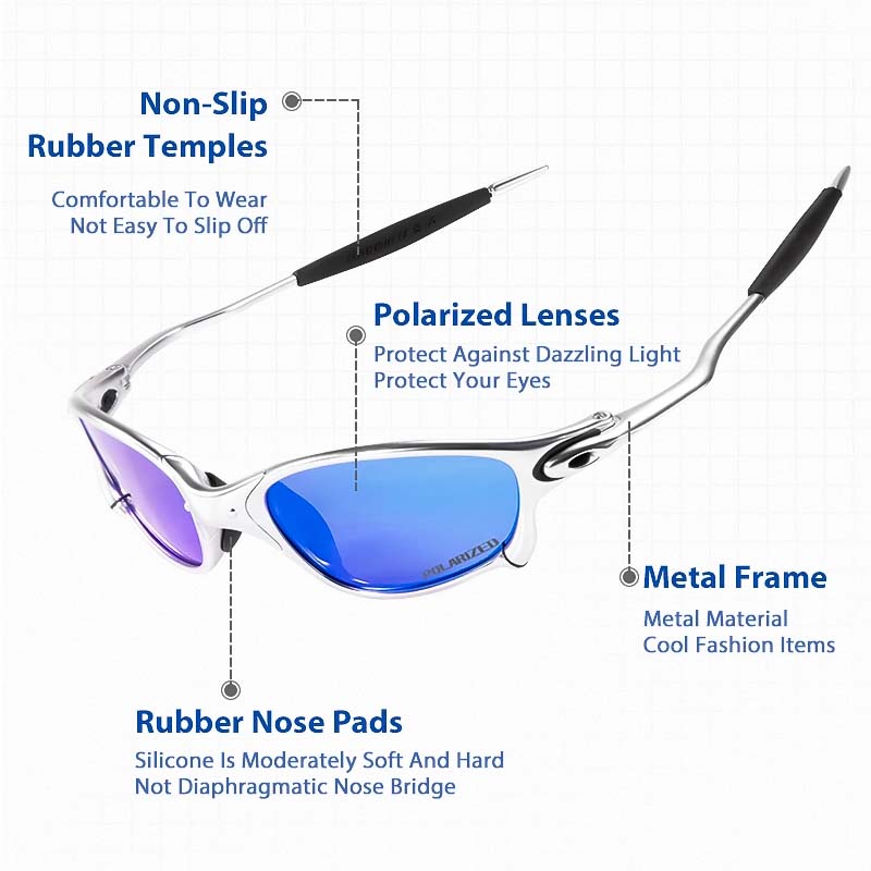 Polarised UV400 Square Sunglasses with Lightweight Metal Frame and Mirror Lenses for Riding — photo 2