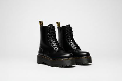 Platform Combat Boots with Lace-Up Front Side Zipper and Chunky Sole — photo 1