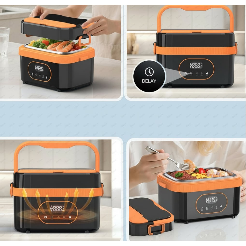 Heated Electric Lunch Box with LED Display and Thermos Battery — photo 1