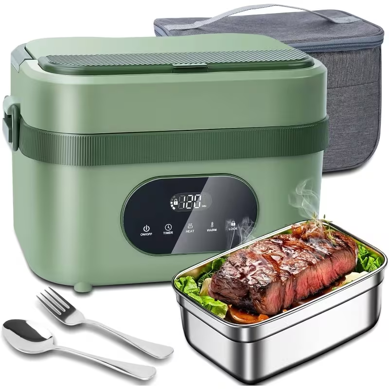 Heated Electric Lunch Box with LED Display and Thermos Battery — photo 2