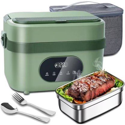 Heated Electric Lunch Box with LED Display and Thermos Battery — photo 2