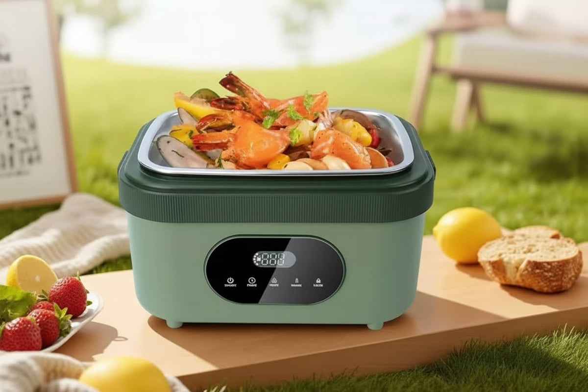 Heated Electric Lunch Box with LED Display and Thermos Battery — photo 3