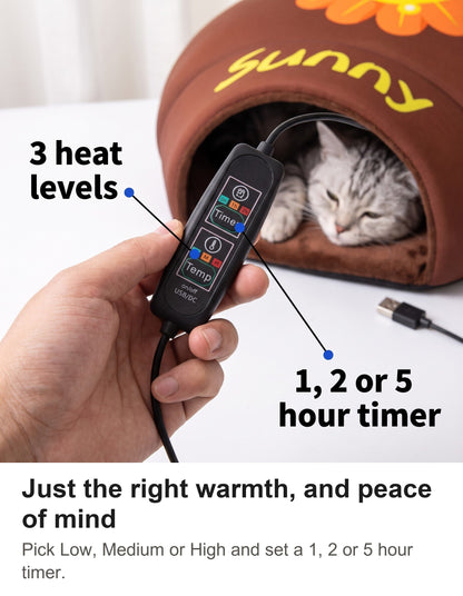 Heated Cat Bed - USB Cat Cave Bed with Removable Heating Pad — photo 5