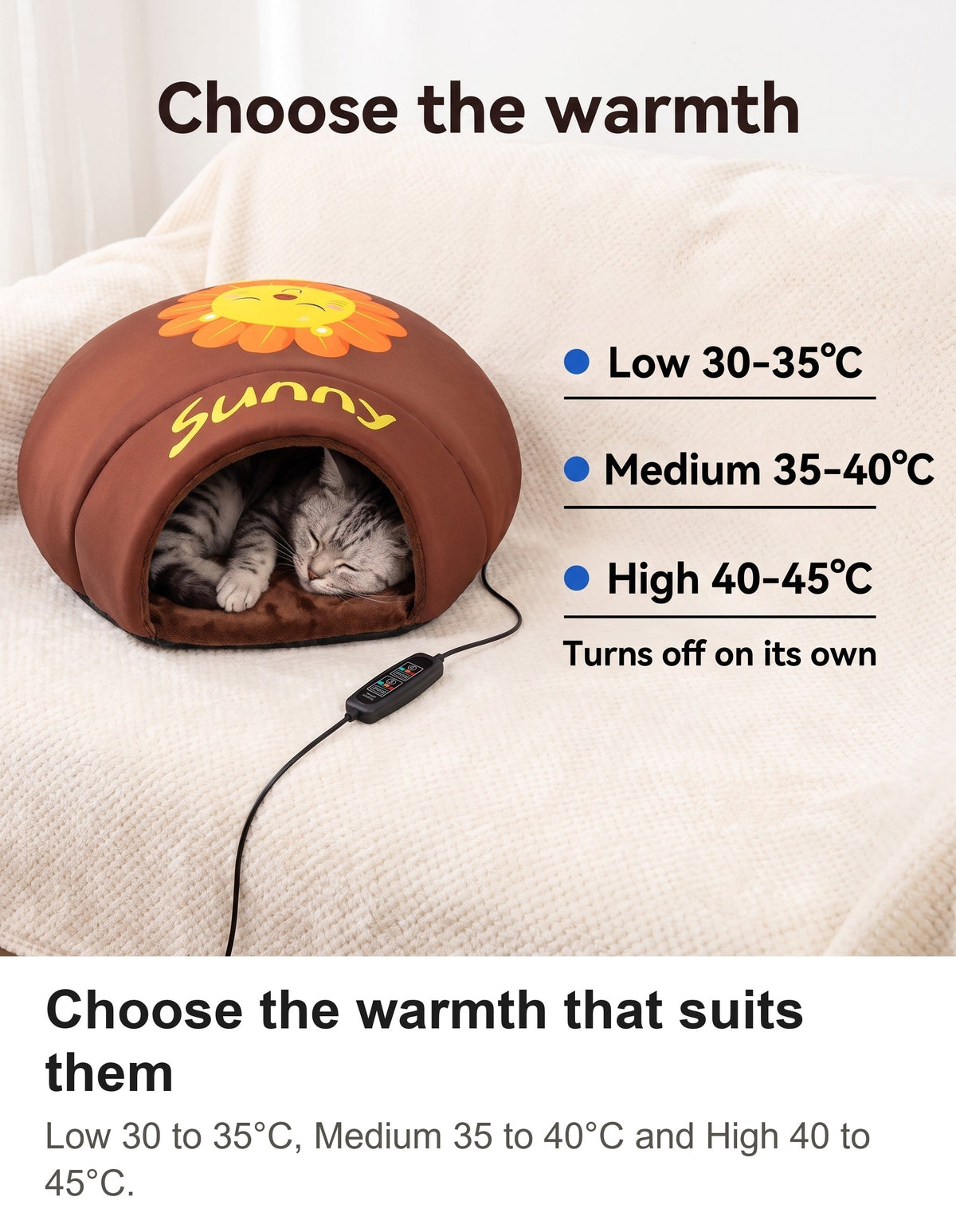Heated Cat Bed - USB Cat Cave Bed with Removable Heating Pad — photo 7