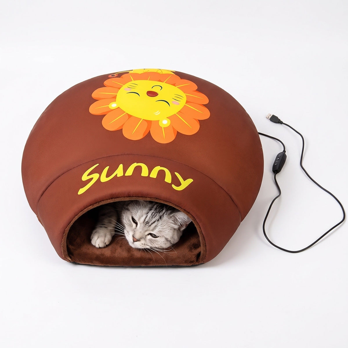 Heated Cat Bed - USB Cat Cave Bed with Removable Heating Pad — photo 1