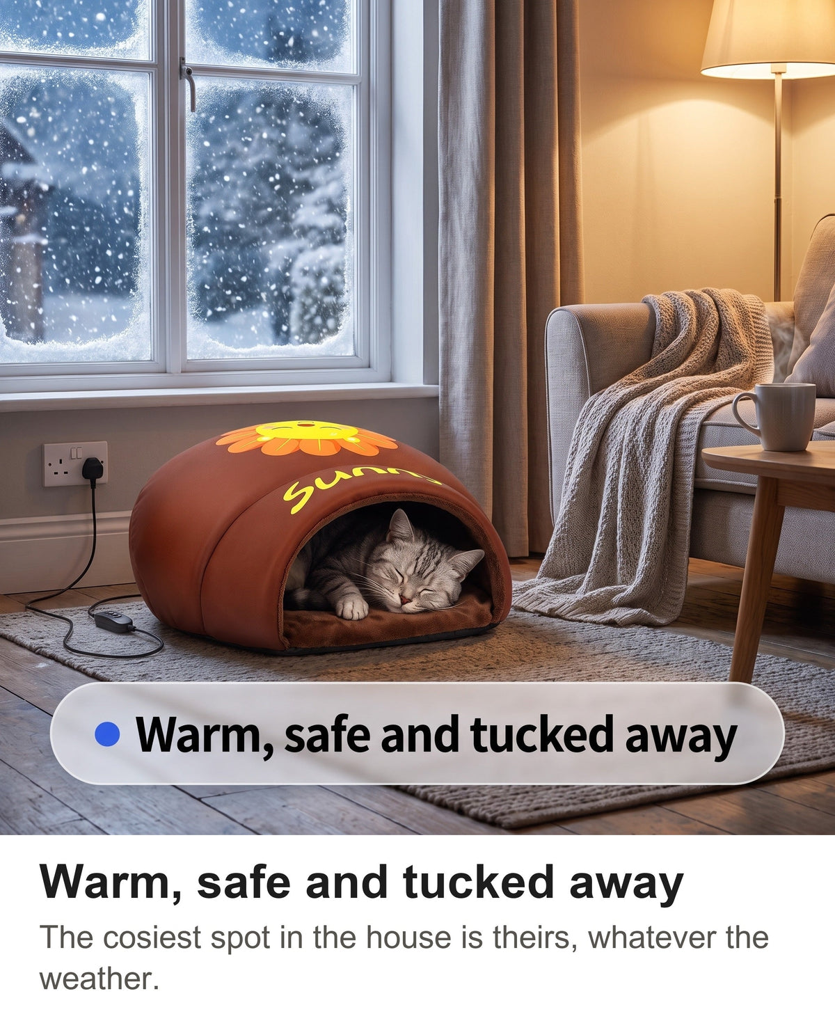 Heated Cat Bed - USB Cat Cave Bed with Removable Heating Pad — photo 10