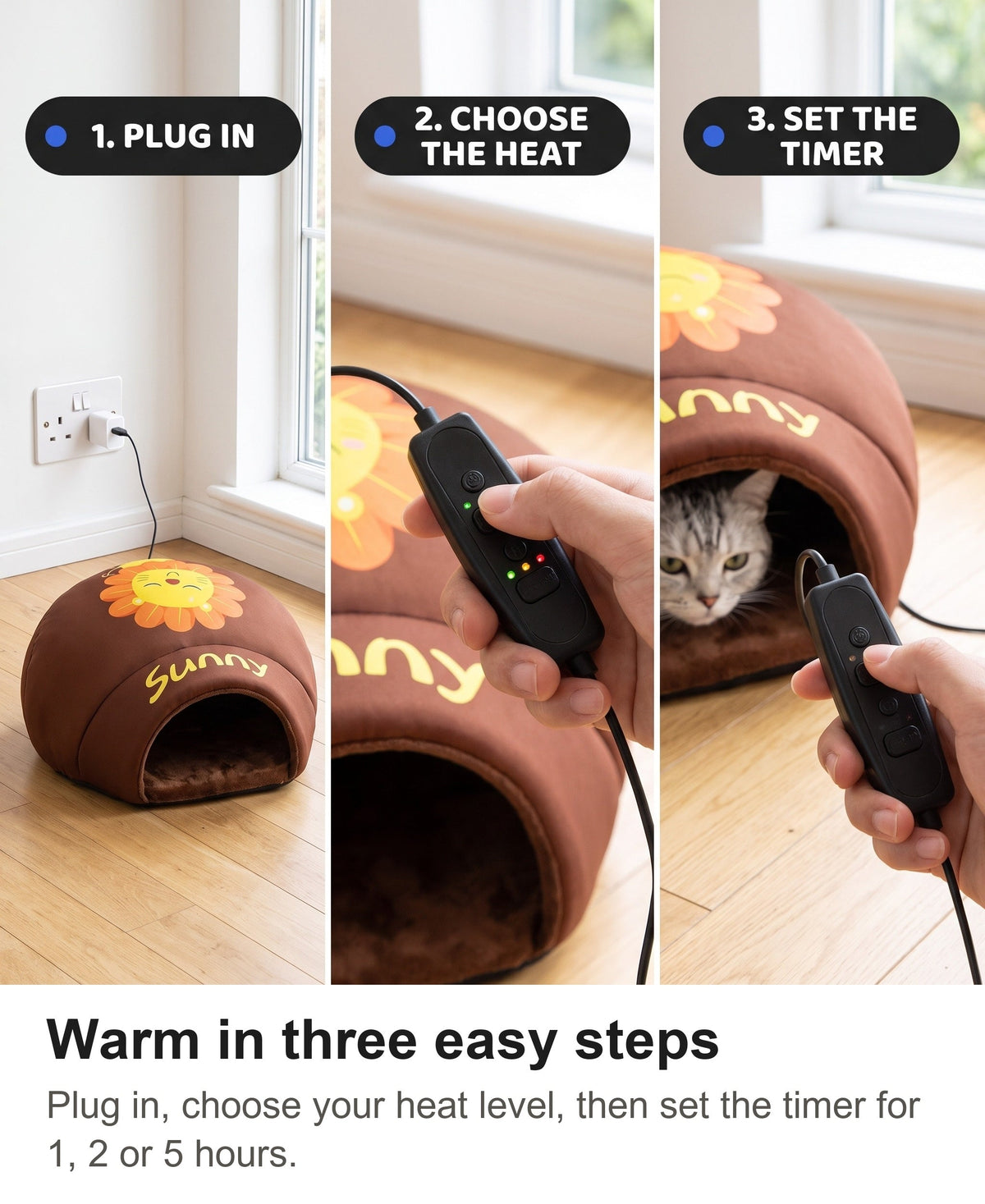 Heated Cat Bed - USB Cat Cave Bed with Removable Heating Pad — photo 13