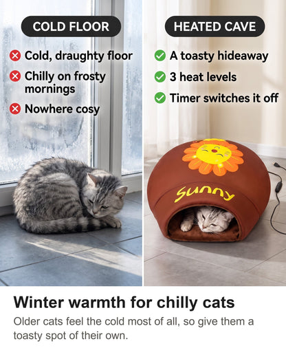 Heated Cat Bed - USB Cat Cave Bed with Removable Heating Pad — photo 14