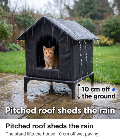 Outdoor Cat Shelter - Waterproof Raised Cat House with Pitched Roof — photo 4