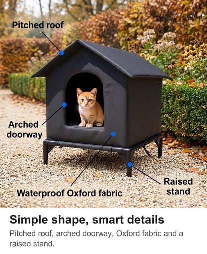 Outdoor Cat Shelter - Waterproof Raised Cat House with Pitched Roof — photo 5