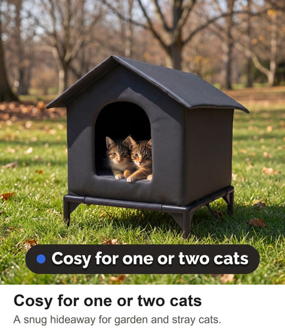 Outdoor Cat Shelter - Waterproof Raised Cat House with Pitched Roof — photo 8