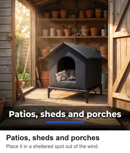 Outdoor Cat Shelter - Waterproof Raised Cat House with Pitched Roof — photo 9