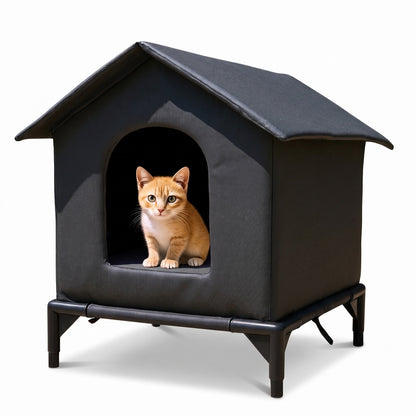 Outdoor Cat Shelter - Waterproof Raised Cat House with Pitched Roof — photo 1