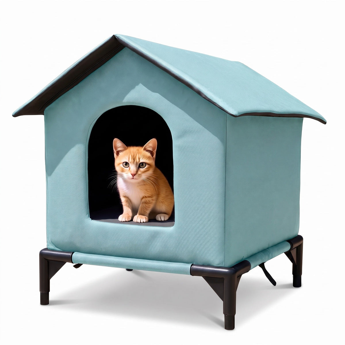 Outdoor Cat Shelter - Waterproof Raised Cat House with Pitched Roof — photo 3