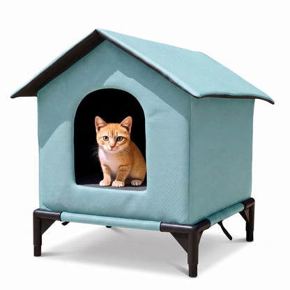 Outdoor Cat Shelter - Waterproof Raised Cat House with Pitched Roof — photo 3