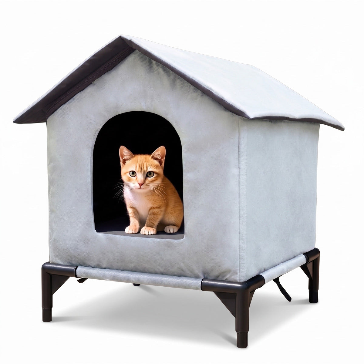 Outdoor Cat Shelter - Waterproof Raised Cat House with Pitched Roof — photo 2