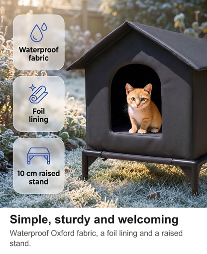 Outdoor Cat Shelter - Waterproof Raised Cat House with Pitched Roof — photo 10