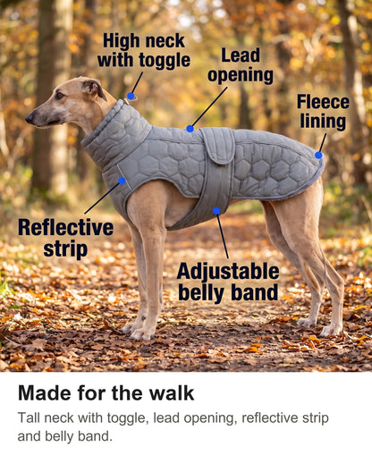Dog Fleece Coat - Quilted Winter Coat with High Neck for Whippets & Greyhounds — photo 4
