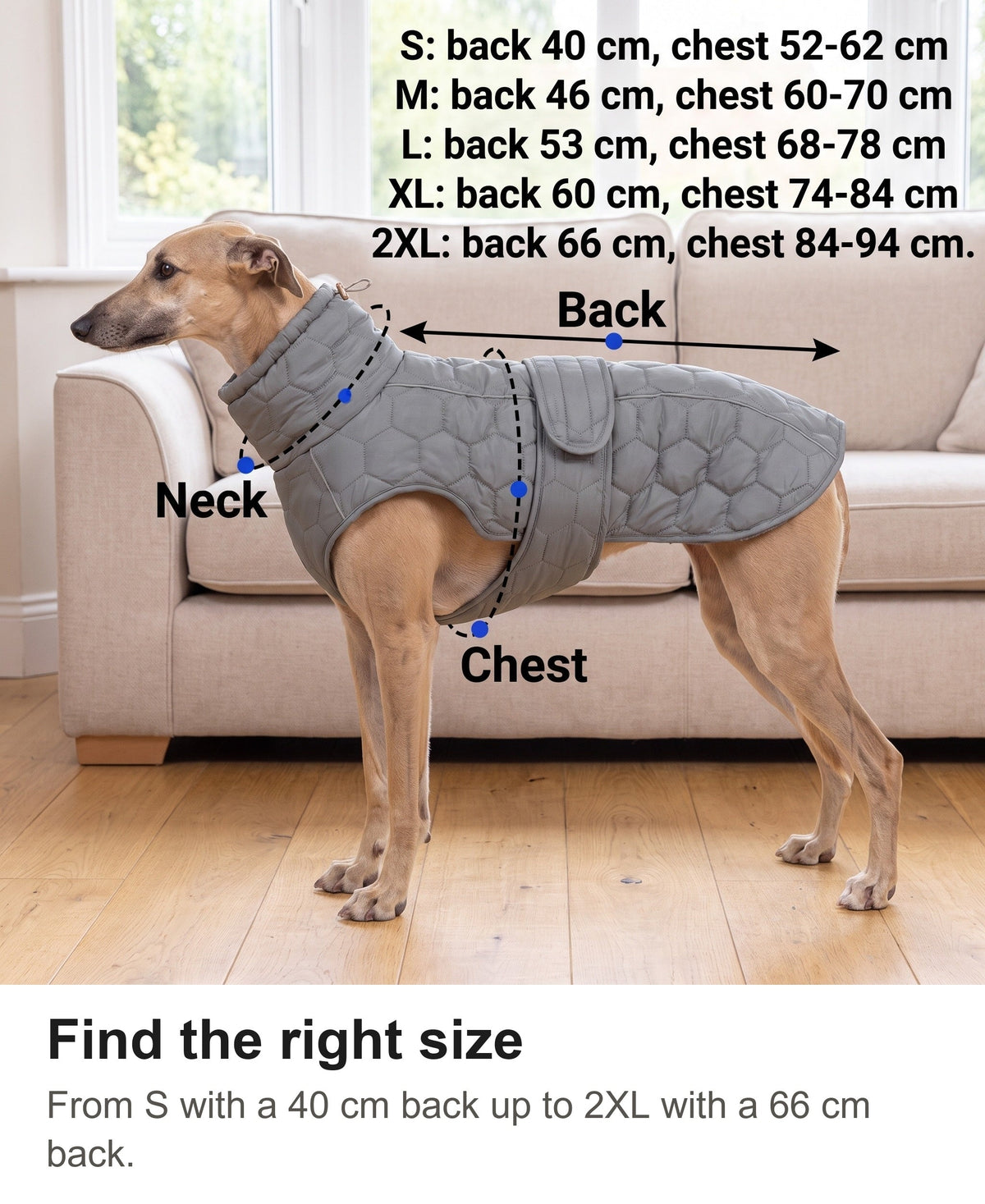 Dog Fleece Coat - Quilted Winter Coat with High Neck for Whippets & Greyhounds — photo 7