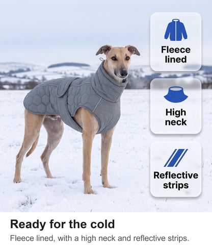 Dog Fleece Coat - Quilted Winter Coat with High Neck for Whippets & Greyhounds — photo 9