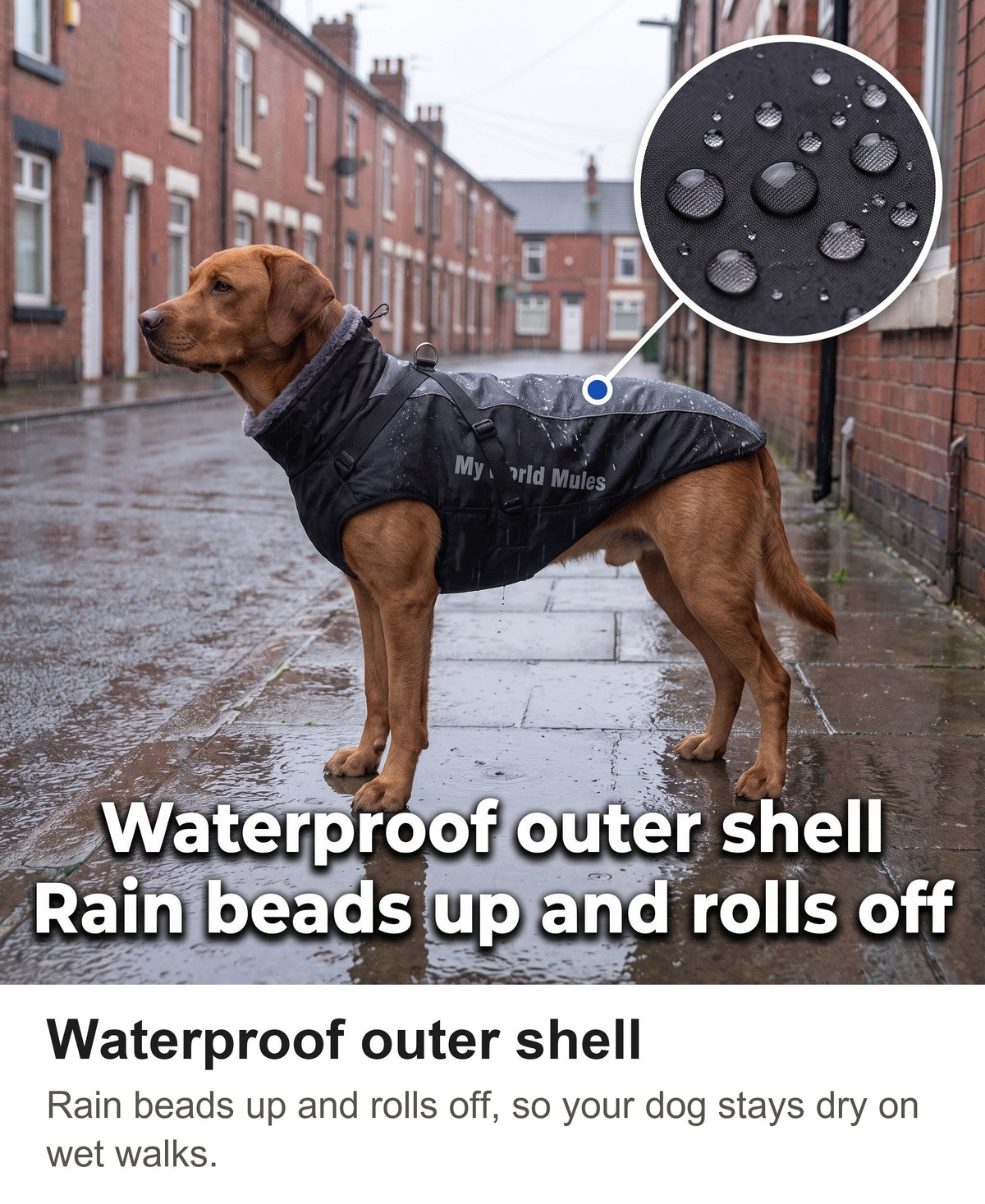 Waterproof Dog Coat with Harness - Reflective Winter Jacket with Fur Collar — photo 6