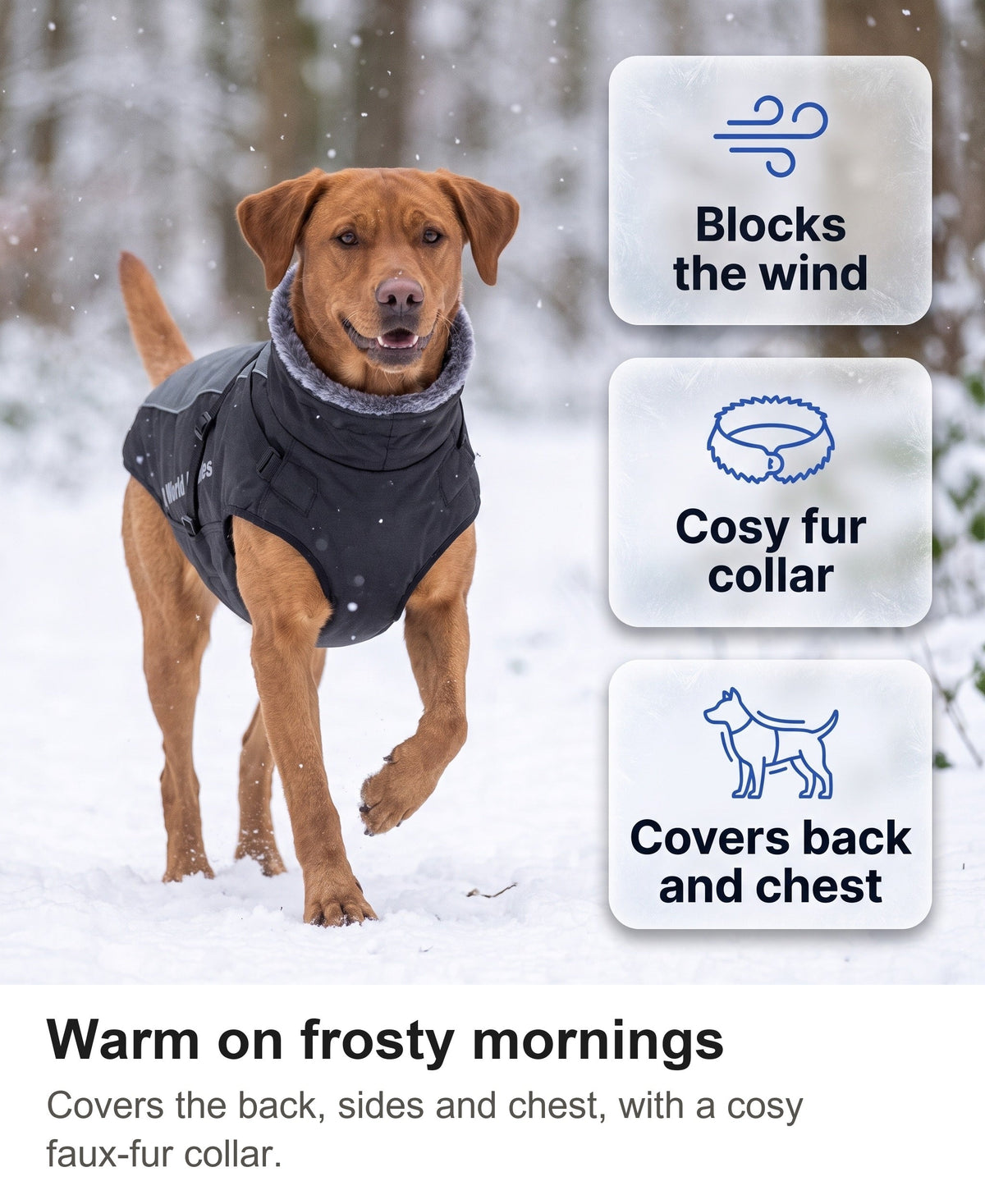 Waterproof Dog Coat with Harness - Reflective Winter Jacket with Fur Collar — photo 9