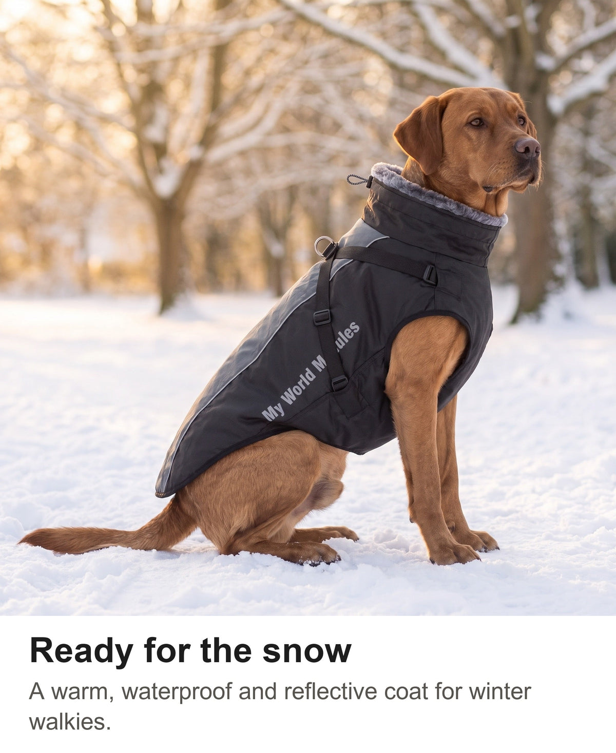 Waterproof Dog Coat with Harness - Reflective Winter Jacket with Fur Collar — photo 14