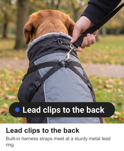 Waterproof Dog Coat with Harness - Reflective Winter Jacket with Fur Collar — photo 11