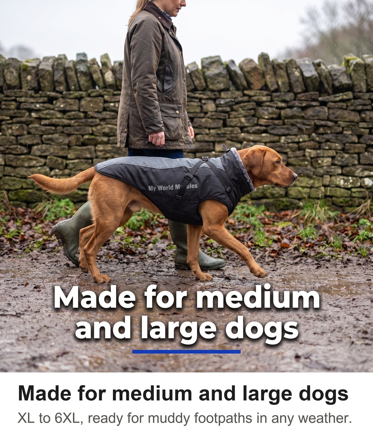 Waterproof Dog Coat with Harness - Reflective Winter Jacket with Fur Collar — photo 12