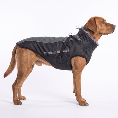 Waterproof Dog Coat with Harness - Reflective Winter Jacket with Fur Collar — photo 2