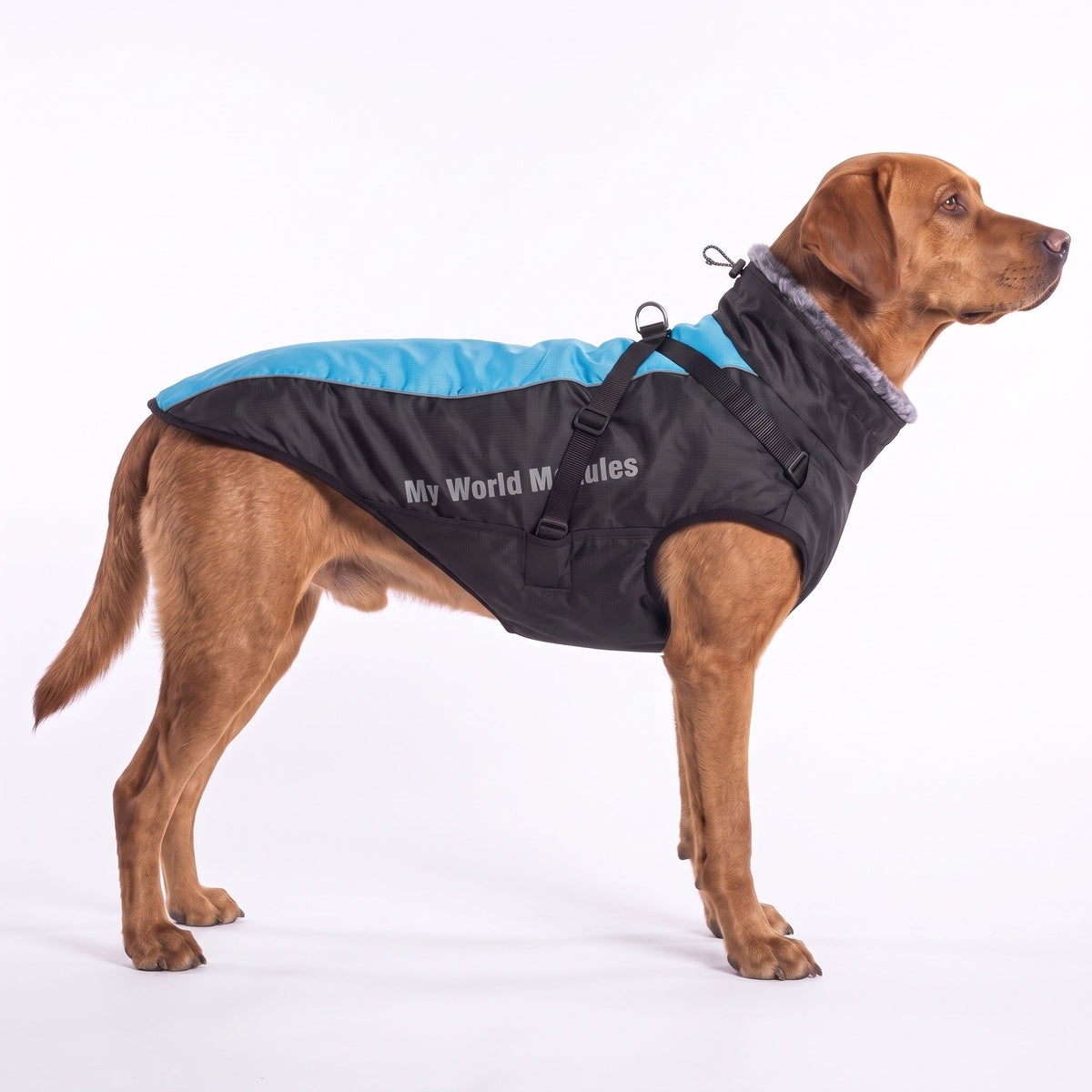 Waterproof Dog Coat with Harness - Reflective Winter Jacket with Fur Collar — photo 3