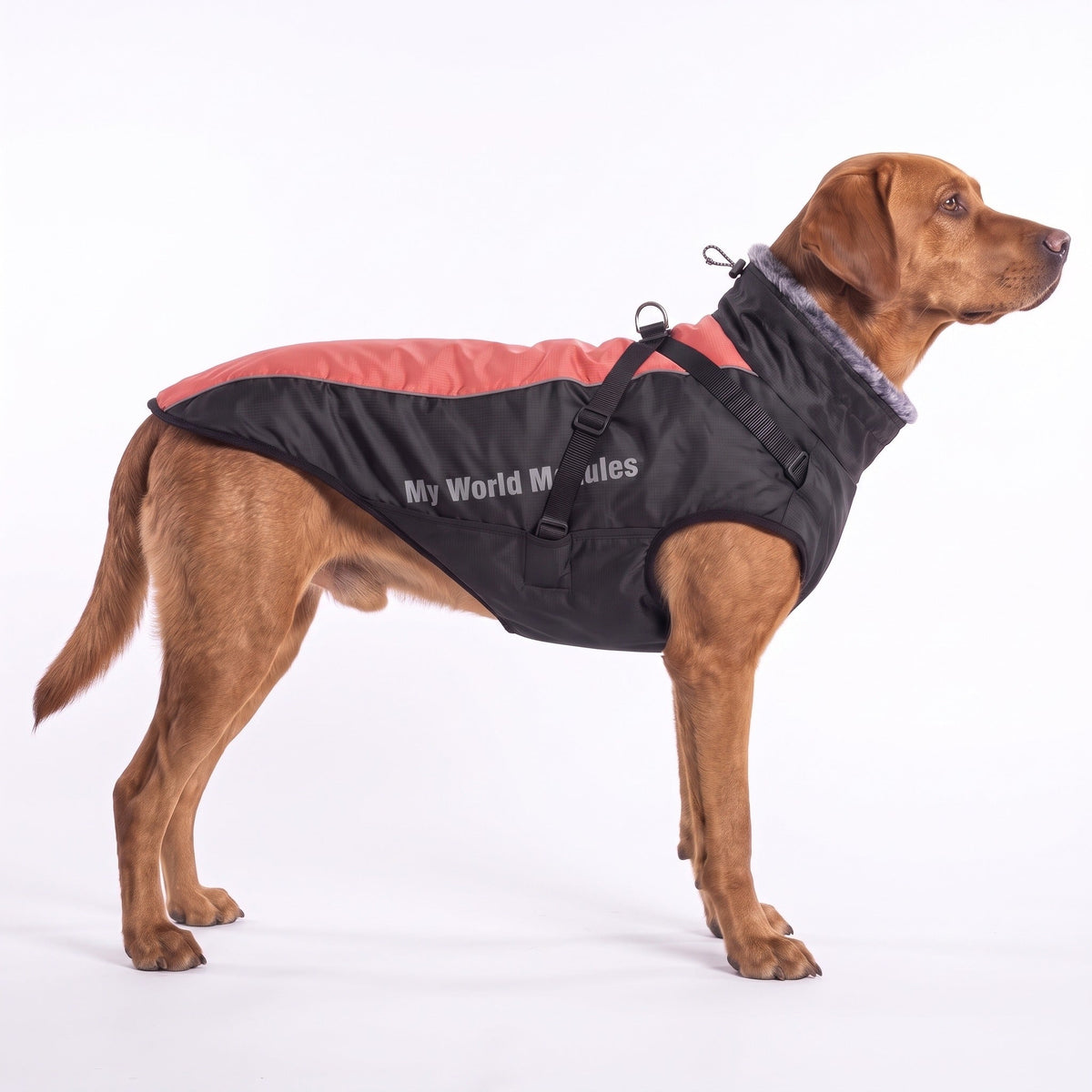Waterproof Dog Coat with Harness - Reflective Winter Jacket with Fur Collar — photo 5