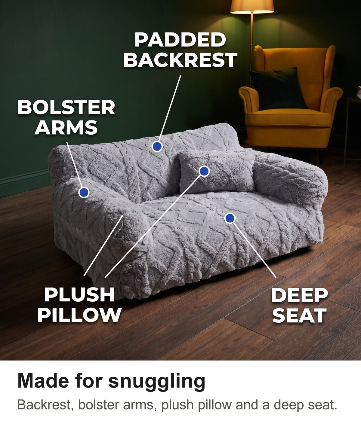 Dog Sofa Bed - Dog Couch Bed with Pillow and Washable Cover — photo 11