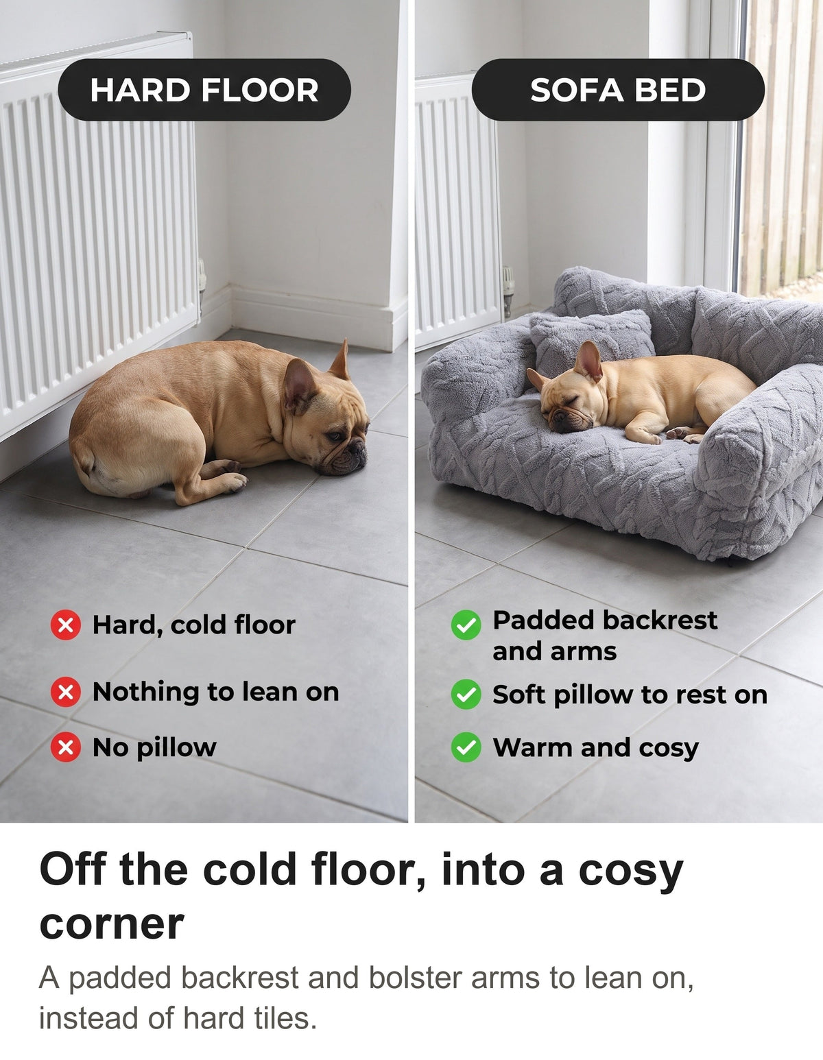 Dog Sofa Bed - Dog Couch Bed with Pillow and Washable Cover — photo 10