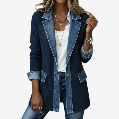 Women's Relaxed Denim-Inspired Knit Jacket — photo 7