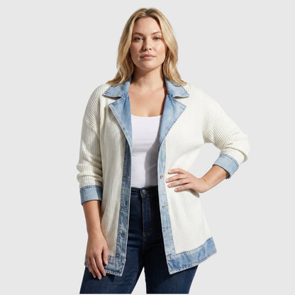 Women's Relaxed Denim-Inspired Knit Jacket — photo 8