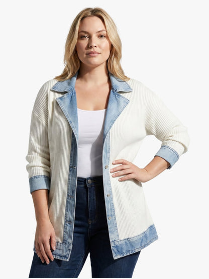 Women's Relaxed Denim-Inspired Knit Jacket — photo 1