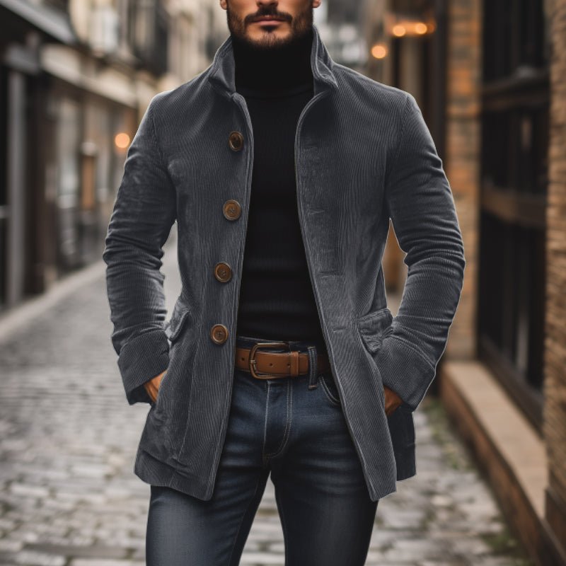 Men's Classic Corduroy Mandarin Collar Coat — photo 3
