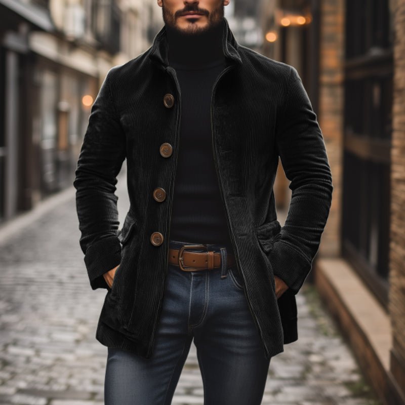 Men's Classic Corduroy Mandarin Collar Coat — photo 5
