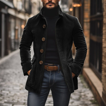 Men's Classic Corduroy Mandarin Collar Coat — photo 5