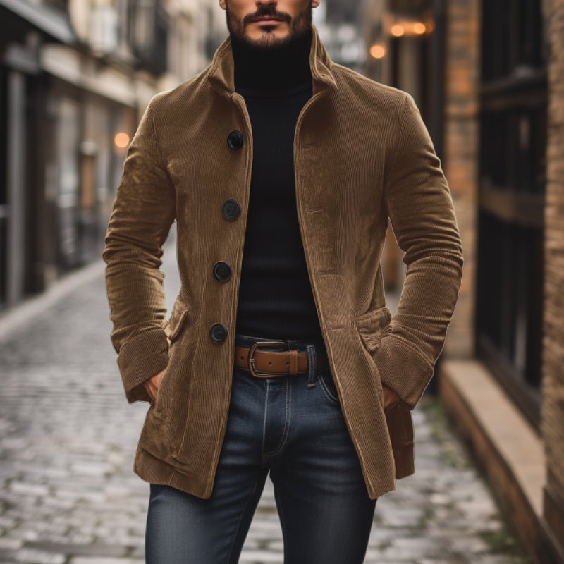 Men's Classic Corduroy Mandarin Collar Coat — photo 4