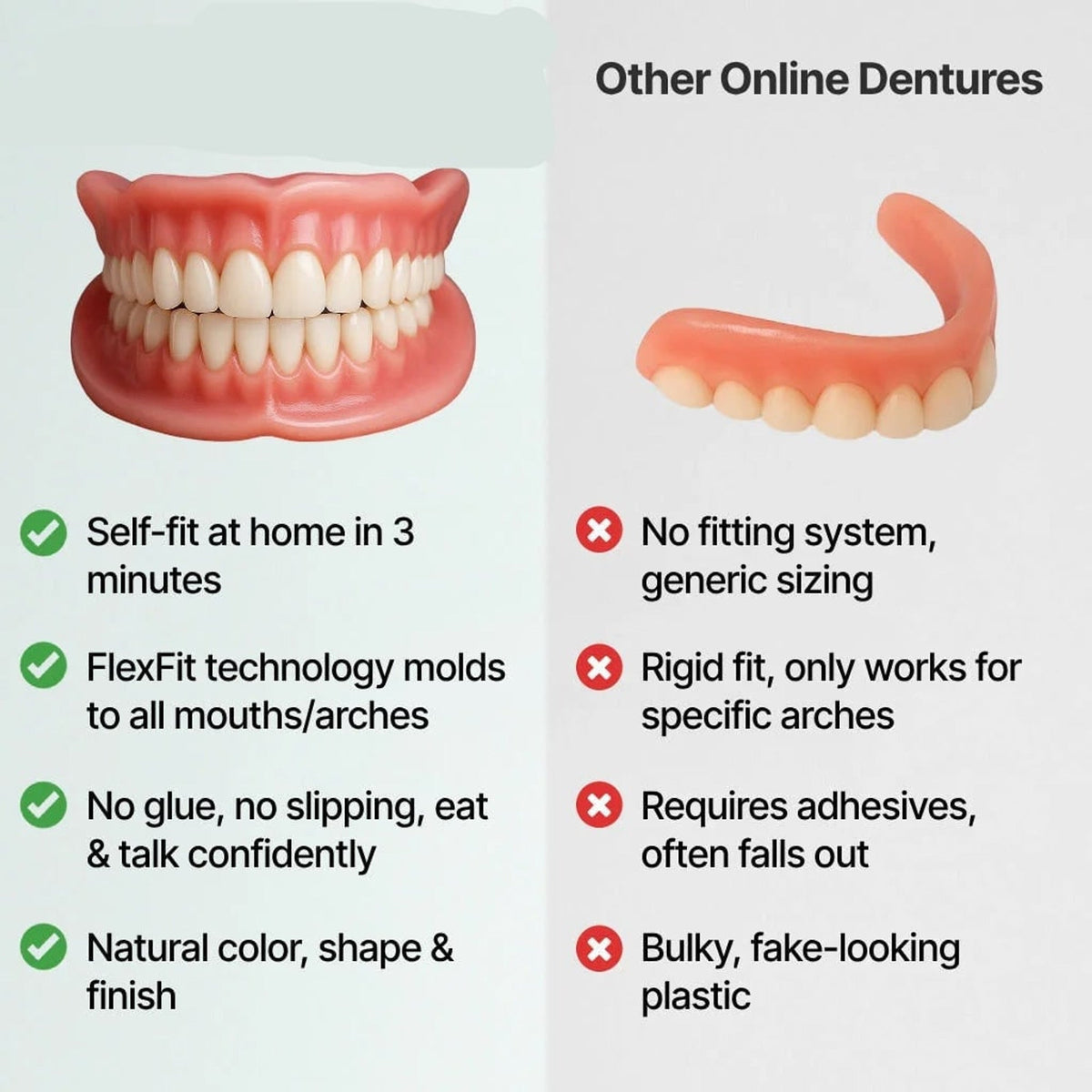 Removable Full Arch Denture Set with Flexible Cushion Grip for Everyday Wear — photo 8