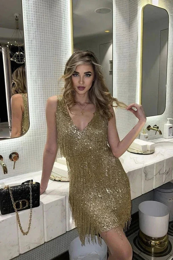 Sequin Party Dress for Women | Shimmer Mini Cocktail Dress for Christmas Events and Nights Out | Regular Fit Sparkly Dress — photo 4