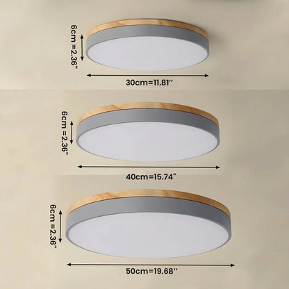 Round Ceiling Light – Wood Trim, Flush Mounted, Dimmable Remote — photo 8