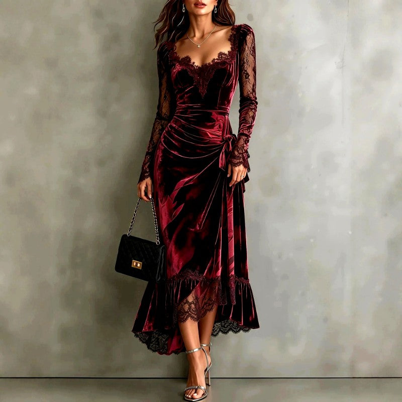 Sara | Stylish Ruched Long Sleeve Christmas Dress — photo 1