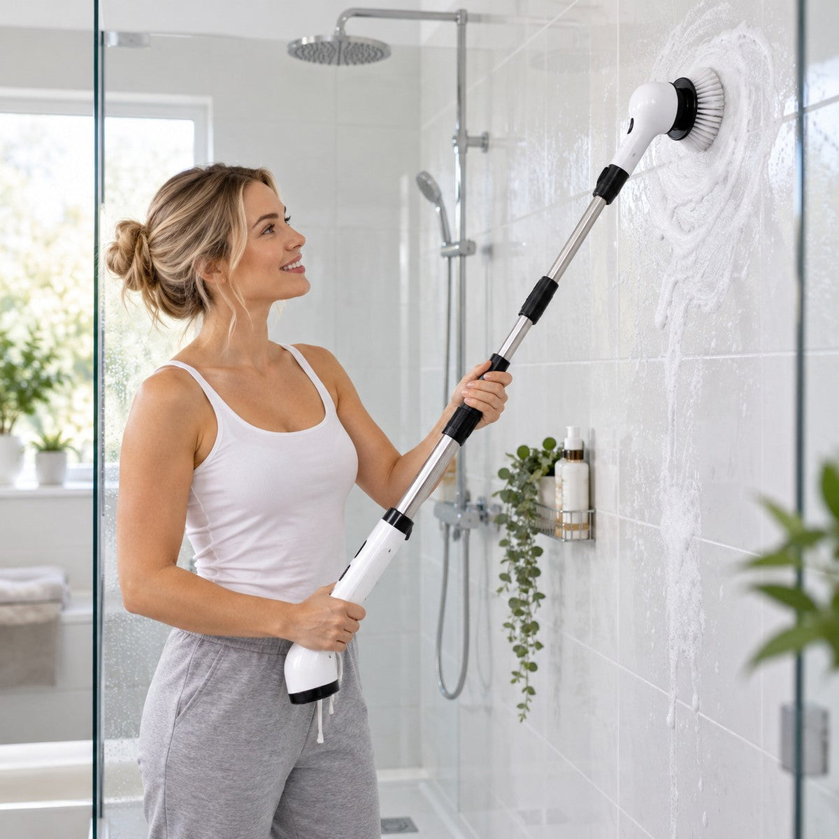 Electric Spin Scrubber with Long Handle | Cordless Rechargeable Power Cleaning Brush with 9 Replaceable Heads | Telescopic Bathroom, Tile, Shower, Bath & Kitchen Scrubber | USB-C — photo 2