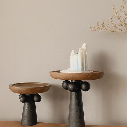 Sculptural Wooden Pedestal Tray – Decorative Candle and Jewellery Display — photo 1