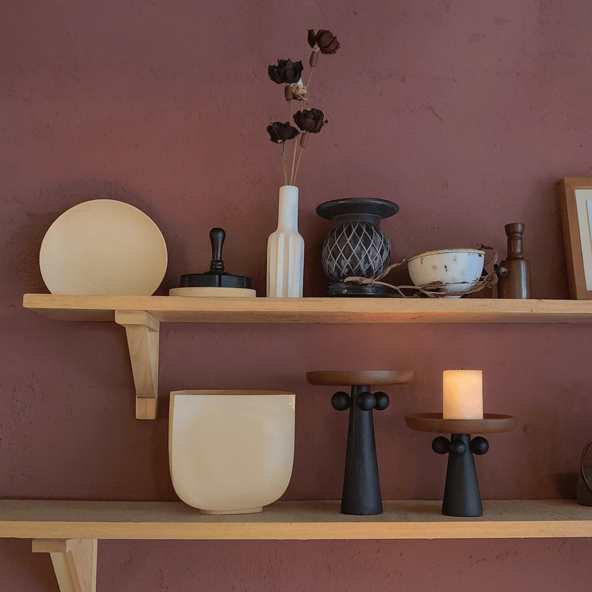 Sculptural Wooden Pedestal Tray – Decorative Candle and Jewellery Display — photo 4