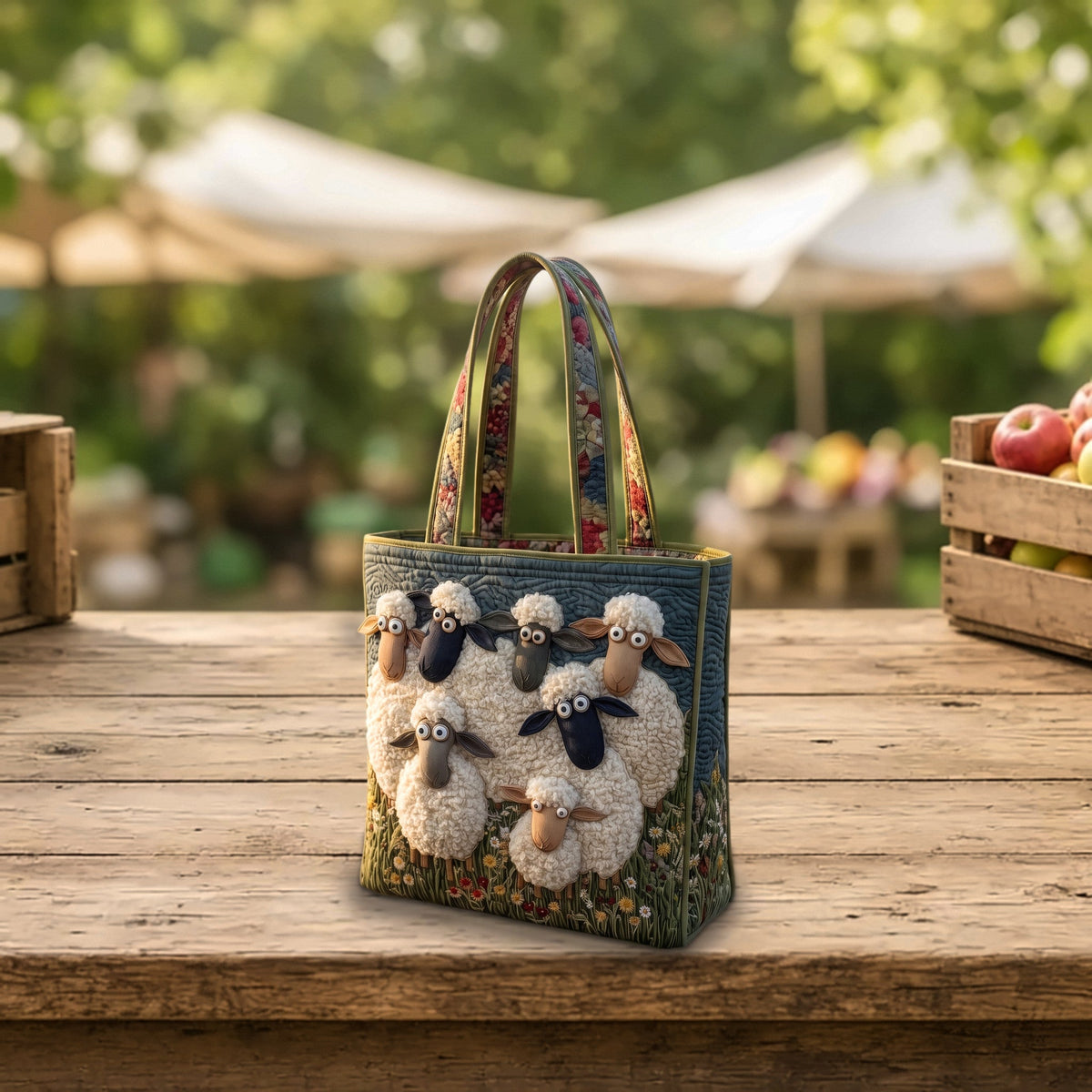 Handcrafted Quilted Sheep Tote Bag — photo 2